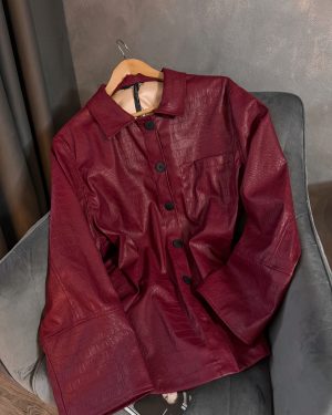 Koženková košeľa  BURGUNDY