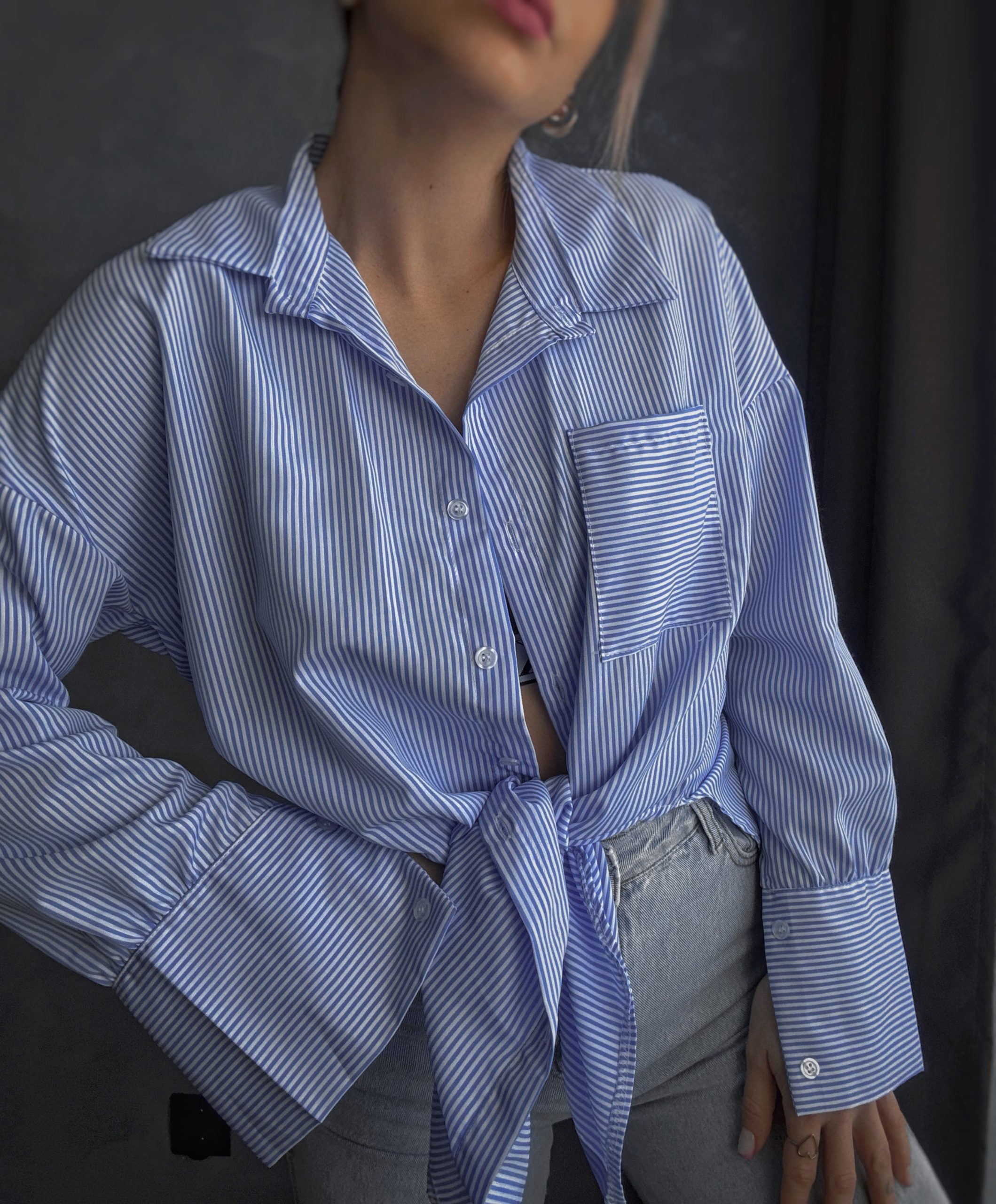 Predĺžená košeľa STELLA - DARK BLUE – Obrázok 6
