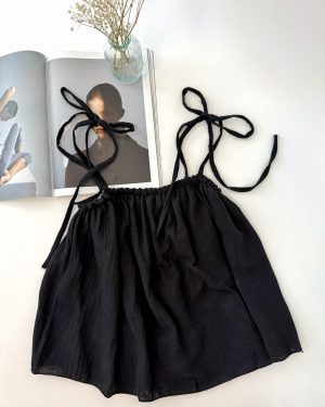 Mušelínový top BOHO - BLACK