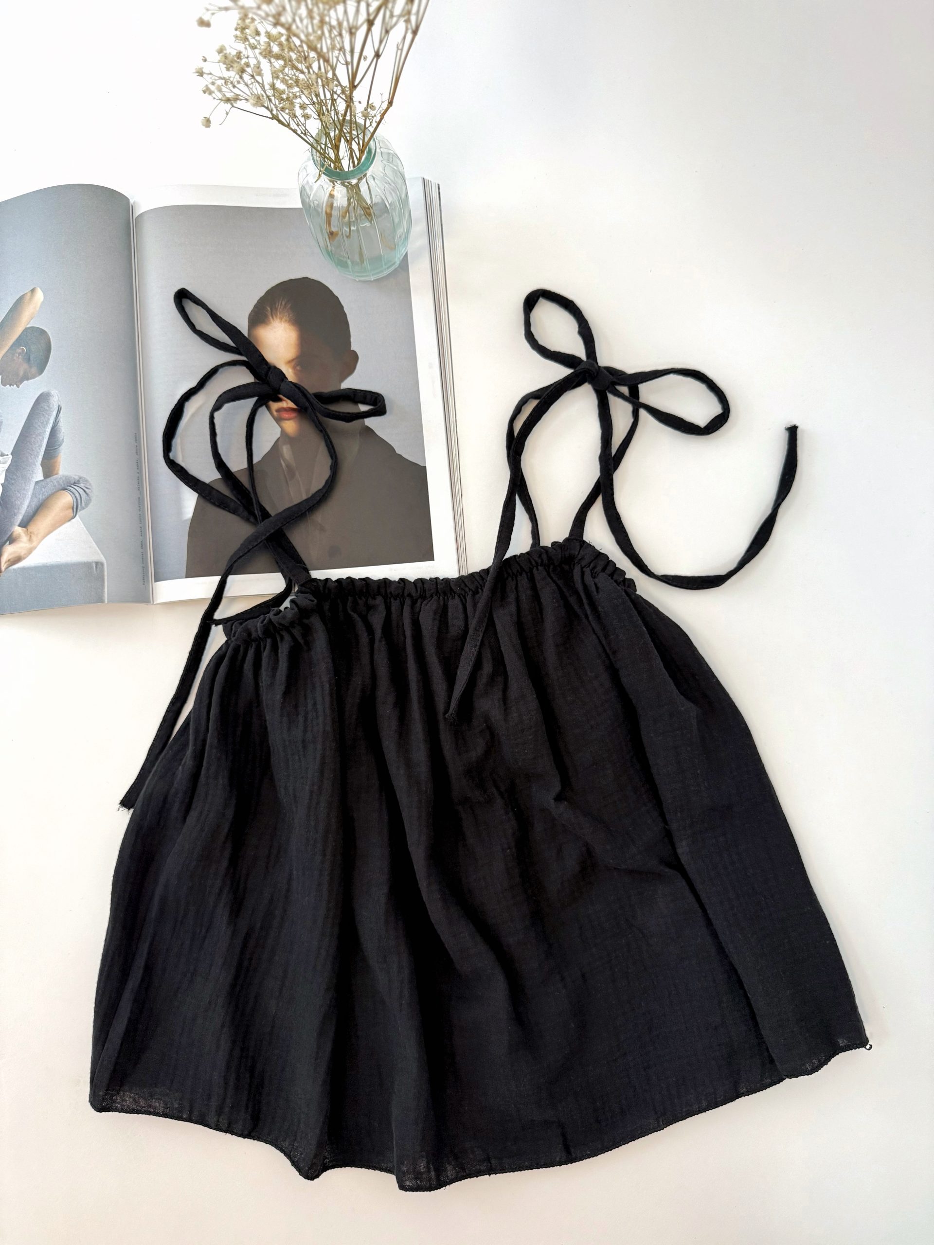 Mušelínový top BOHO - BLACK