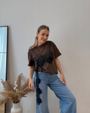 Tričko LACE - brownie