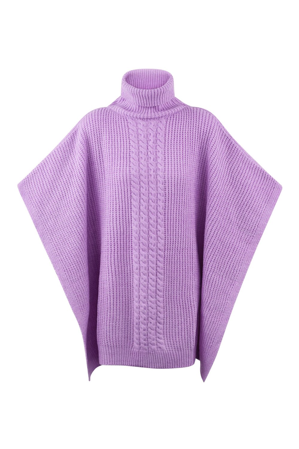 Pletené hrubé pončo LEA - LILAC – Obrázok 4