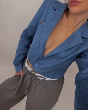 Džínsové crop sako CELESTE - DARK BLUE