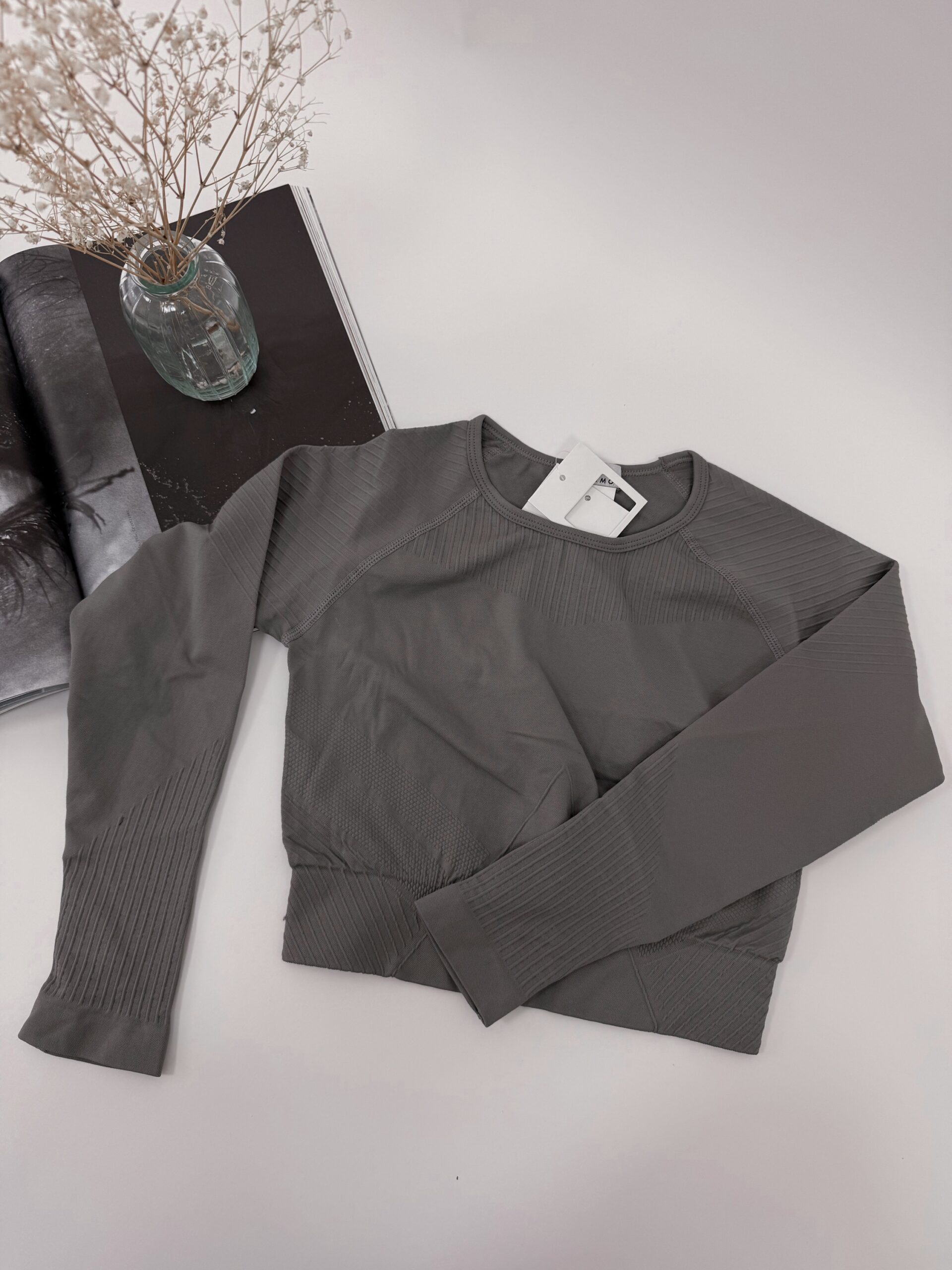 Bezšvový top s dlhým rukávom GREY