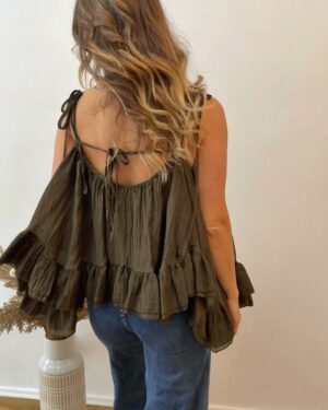 Volánový top KIARA - KHAKI